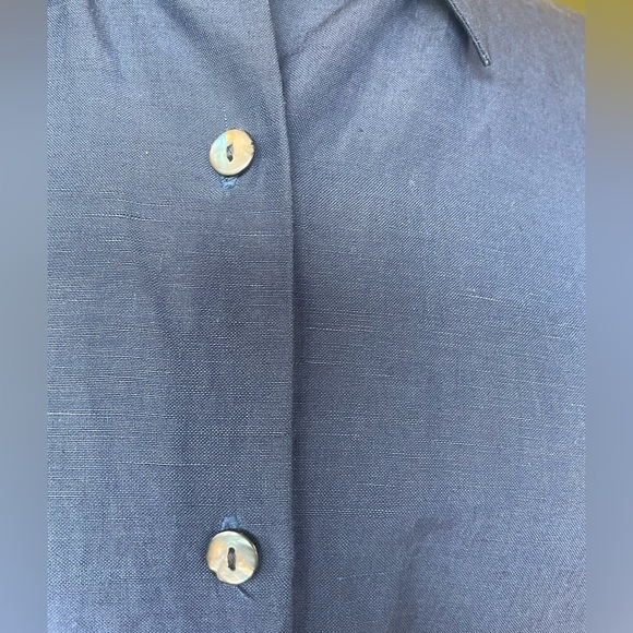 August Silk Linen Silk Blend Blue Button Down Shirt Tunic Women’s Small - Picture 5 of 6